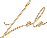 Lolo, handwritten in gold