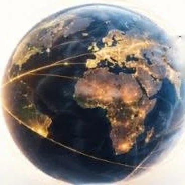 The Earth at night, laced with gold