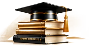 A graduation cap on a stack of books